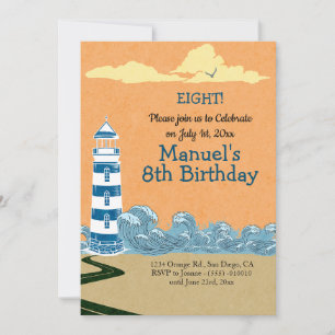 Vuurtoren door het Zee Verjaardagsfeest Kaart