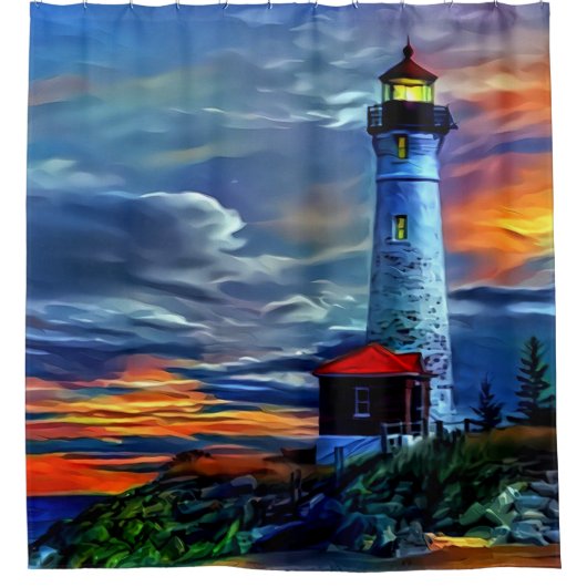 vuurtoren douchegordijn (Voorkant)