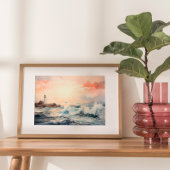 Vuurtoren Dromen: Kust Waterverf Schilderen Poster