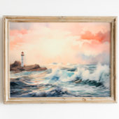 Vuurtoren Dromen: Kust Waterverf Schilderen Poster