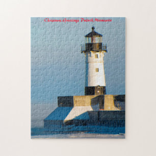 Vuurtoren Duluth  Minnesota.Kerstgroeten Legpuzzel