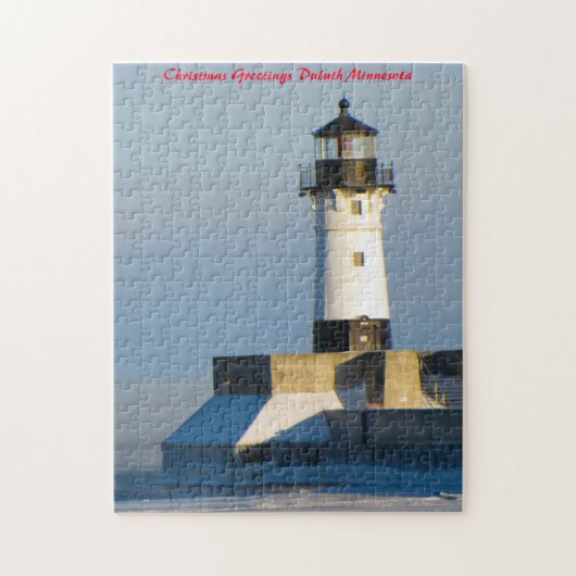 Vuurtoren Duluth  Minnesota.Kerstgroeten Legpuzzel (Verticaal)