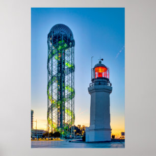 Vuurtoren en alfabetische toren poster