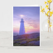 Vuurtoren en een zonsondergang kaart (Gele Bloem)