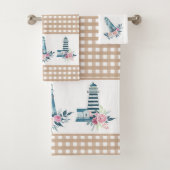Vuurtoren en Gingham Pset Bath Towel Set Bad Handdoek (Insitu)