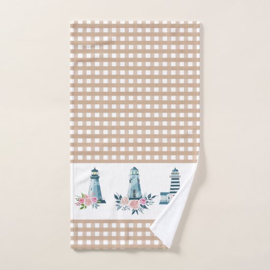 Vuurtoren en Gingham Pset Bath Towel Set Bad Handdoek (Handdoek)