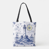 Vuurtoren en kompas tote bag (Achterkant)