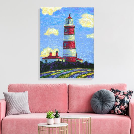 Vuurtoren en lavendervelden canvas afdruk (Insitu (Woonkamer))