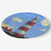 Vuurtoren en lavendervelden papieren bordje (Gekanteld)