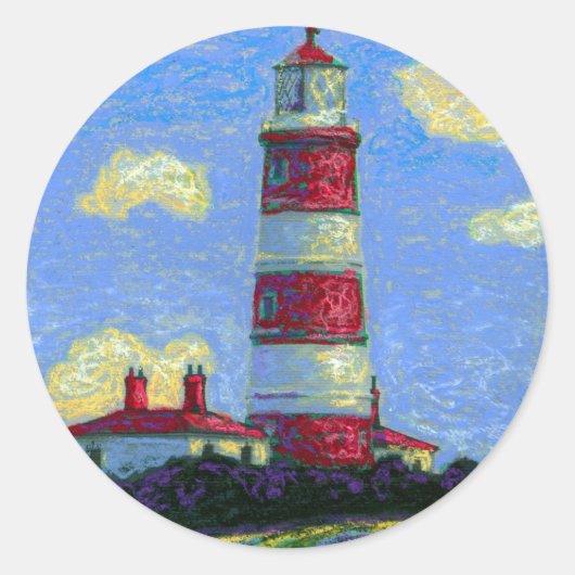 Vuurtoren en lavendervelden ronde sticker (Voorkant)