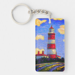 Vuurtoren en lavendervelden sleutelhanger
