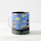 Vuurtoren en lavendervelden tweekleurige koffiemok (Voorkant links)