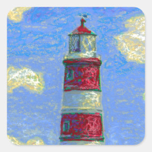 Vuurtoren en lavendervelden vierkante sticker