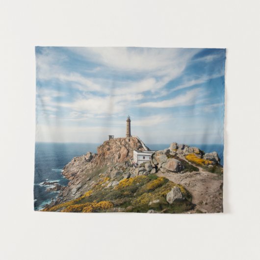 Vuurtoren en museum | Cabo Vilan Galicia Spanje Wandkleed (Voorkant (horizontaal))