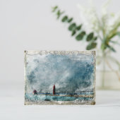 vuurtoren en pier, lang warm briefkaart (Staand voorkant)