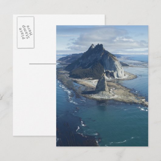 Vuurtoren en rots pinnacle bij Cape St. Elias Briefkaart (Voorkant / Achterkant)