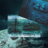  vuurtoren en schepen inpakpapier vel