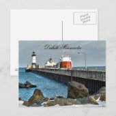 Vuurtoren en schip, Duluth Minnesota Briefkaart (Voorkant / Achterkant)