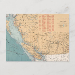 Vuurtoren en slopende routes van British Columbia Briefkaart