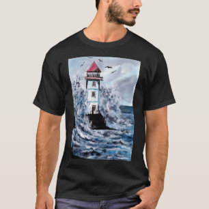 Vuurtoren en Storm Aquarel T-shirt
