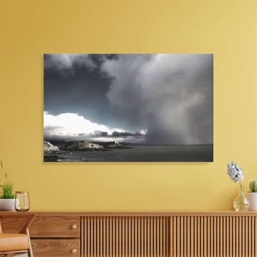 Vuurtoren en stormen wolken canvas afdruk (Insitu (Woonkamer))