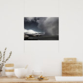 Vuurtoren en stormen wolken poster (Keuken)