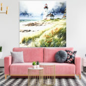 Vuurtoren en Strand Scène Canvas Afdruk (Insitu (Woonkamer))