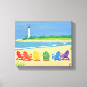 Vuurtoren en Strandstoelen Canvas (Voorkant)
