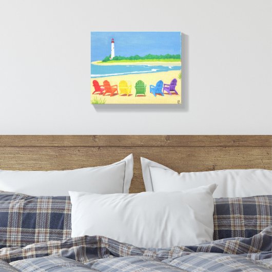 Vuurtoren en Strandstoelen Canvas (Insitu (Slaapkamer))
