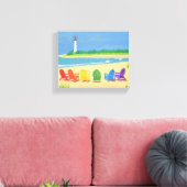 Vuurtoren en Strandstoelen Canvas Afdruk (Insitu (Woonkamer))