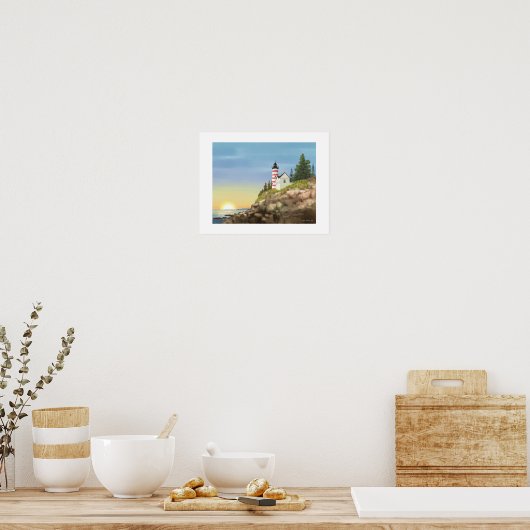 Vuurtoren en Sunset Art Print (Keuken)