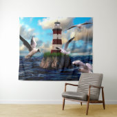 Vuurtoren en vogels wandkleed (In Situ (horizontaal))
