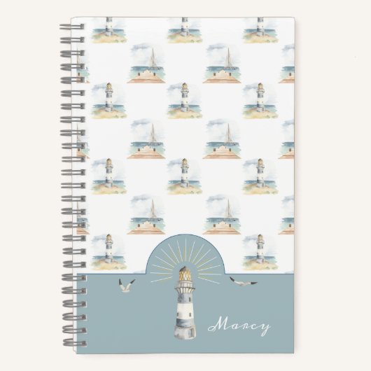 Vuurtoren en zeeboot Dream Beach Notitieboek (Voorkant)