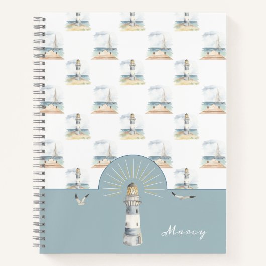 Vuurtoren en zeeboot Dream Beach Notitieboek (Voorkant)