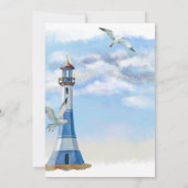 Vuurtoren en zeemijlen Nautical Beach Wedding Kaart (Achterkant)