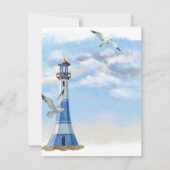 Vuurtoren en zeemijlen Nautical Beach Wedding Save The Date (Achterkant)