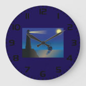 Vuurtoren en zeilboot bij nacht maanverlichte ocea grote klok (Voorkant)