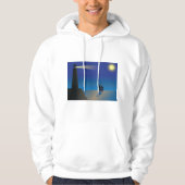 Vuurtoren en zeilboot bij nacht maanverlichte ocea hoodie (Voorkant)
