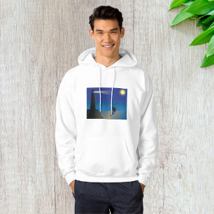 Vuurtoren en zeilboot bij nachtelijke maanverlicht hoodie