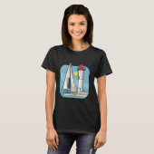Vuurtoren en zeilboot t-shirt (Voorkant volledig)