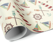 Vuurtoren en zeilboot van nautisch zee cadeaupapier (Rol Hoek)