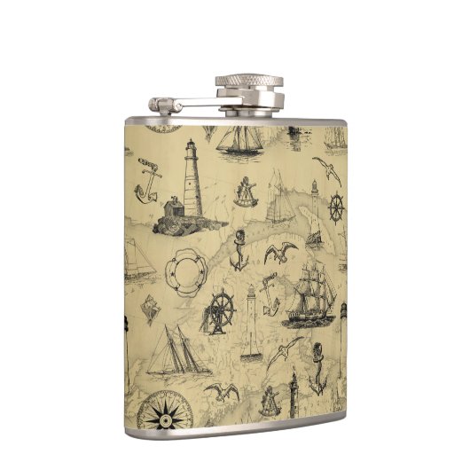 Vuurtoren en zeilschepen,  heupfles (Rechts)