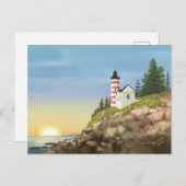 Vuurtoren en zonsondergang briefkaart (Voorkant / Achterkant)