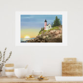 Vuurtoren en Zonsondergang Grote Print (Keuken)