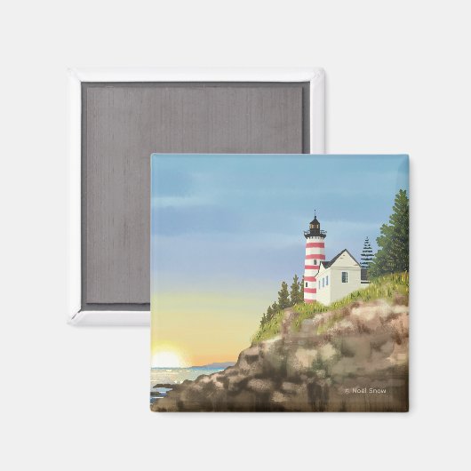 Vuurtoren en zonsondergang magneet (Voorkant / Achterkant)