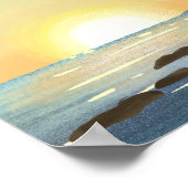 Vuurtoren en zonsondergang poster (Hoek)