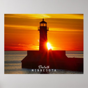 Vuurtoren en zonsopgang in Minnesota Poster