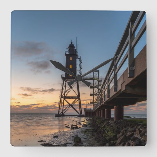 vuurtoren | Eversand-Oberfeue Duitsland Vierkante Klok (Voorkant)