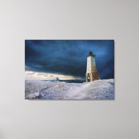 vuurtoren | Frankfort Lighthouse Lake Michigan Canvas Afdruk (Voorkant)