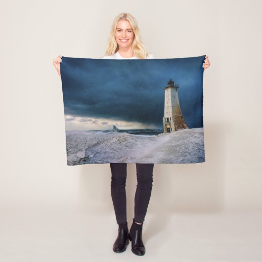 vuurtoren | Frankfort Lighthouse Lake Michigan Fleece Deken (In situ)